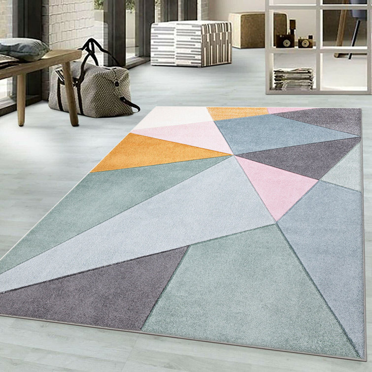 Corrigan Studio Atira Machine Woven Yellow/Grey/Black Rug Wayfair.co.uk